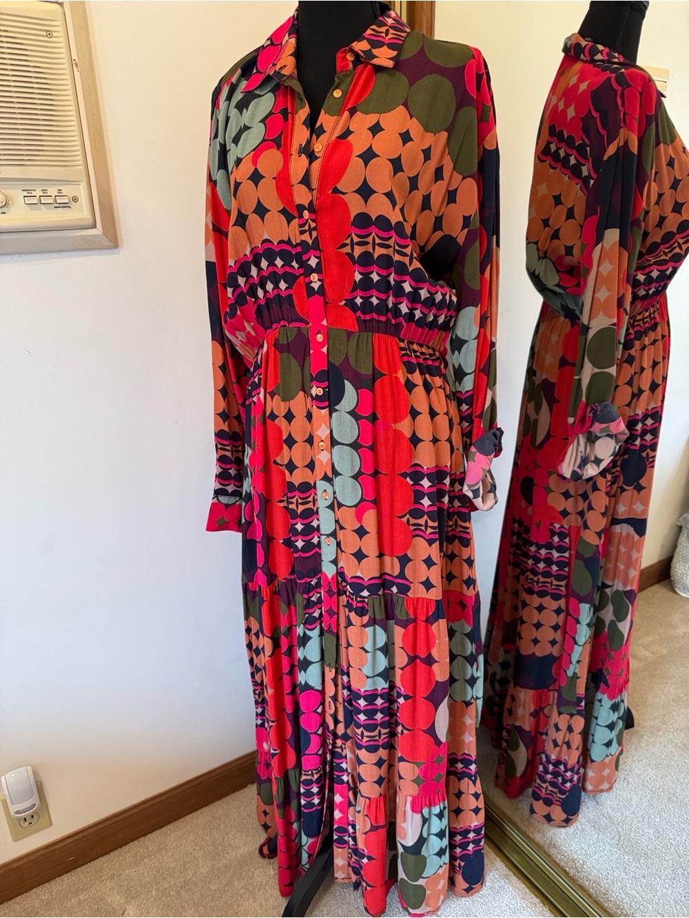 Tolani Maxi Dress in Pink, Orange & Black Floral Print